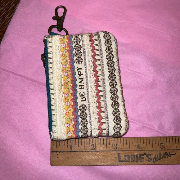 Vintage Wristlet Fabric Key Holder Wallet Colorful ID Pouch - Picture 9 of 9